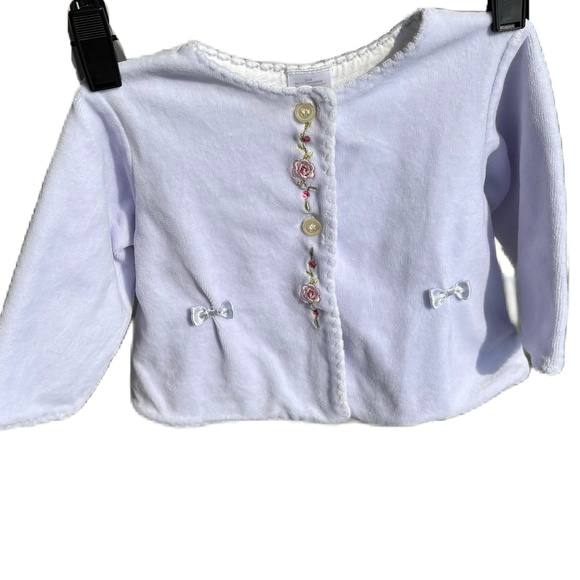 Little Me lavender velour embroidered jacket 9 mos - Picture 8 of 10